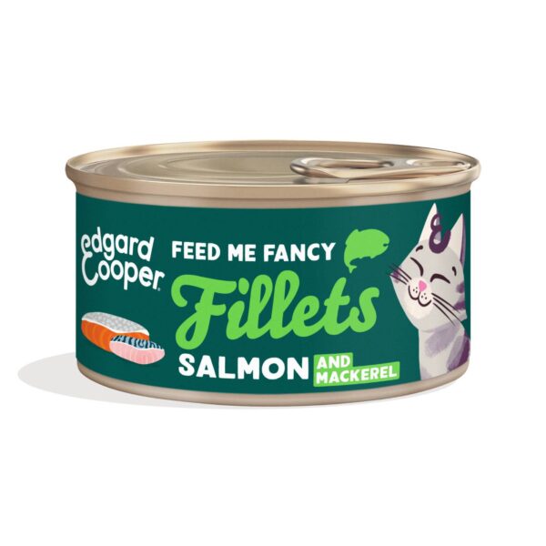 Edgard & Cooper Sfilaccetti per Gatti Adulti Salmone con Sgombro in Brodo di Pesce 70 g