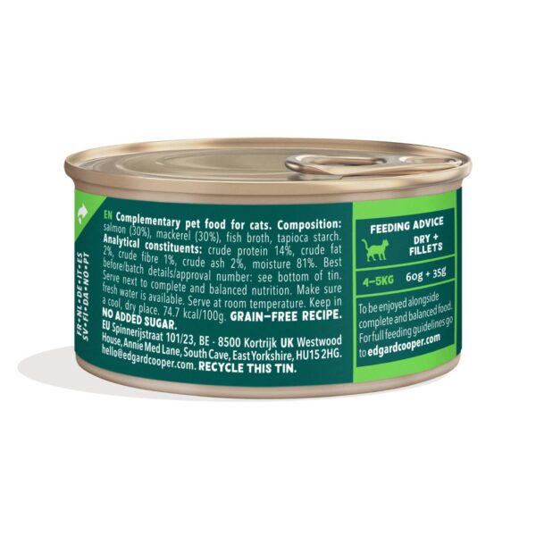 Edgard & Cooper Sfilaccetti per Gatti Adulti Salmone con Sgombro in Brodo di Pesce 70 g