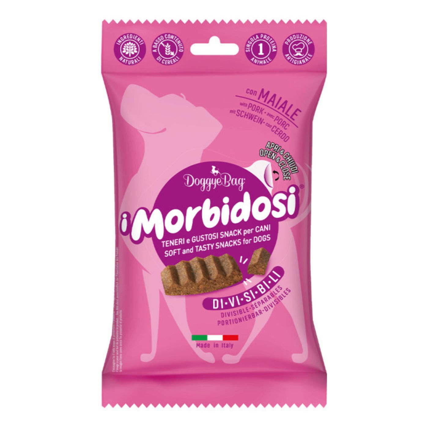 DoggyeBag I Morbidosi Snack Morbidi e Divisibili con Maiale per Cani 90 g