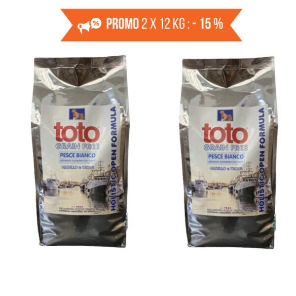 toto holistic open formula pesce bianco nasello e trota grain free per cani