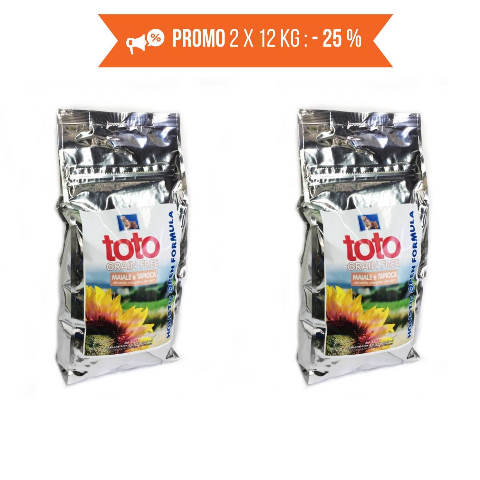 promo 2 x 12 kg toto holistic grain free maiale e tapioca per cani (€ 69,60 a sacco)