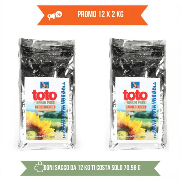 promo 2 x 12 kg toto holistic grain free carni bianche per cani (€ 66,32 a sacco)