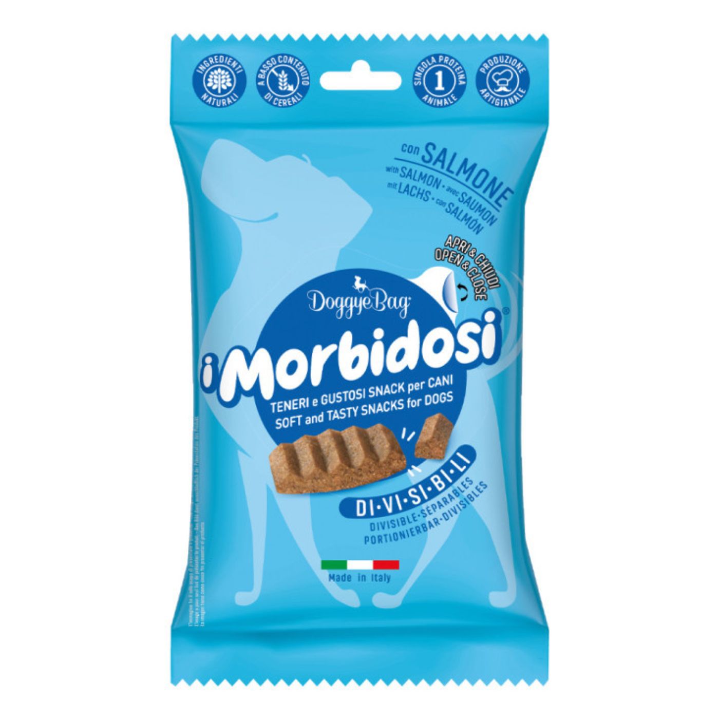 doggyebag i morbidosi snack per cani morbidi e divisibili con salmone 90 g
