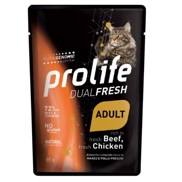 Prolife Cat Dual Fresh Adult Manzo e Pollo Umido per Gatti