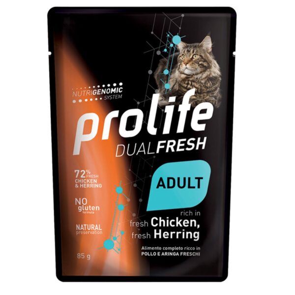 Prolife Cat Dual Fresh Adult Pollo e Aringa Umido per Gatti