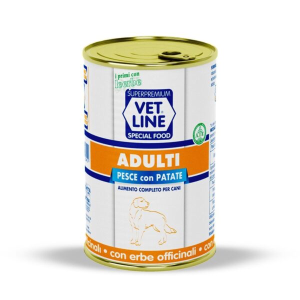 vet line umido pesce e patate per cani adulti 400 g vetline