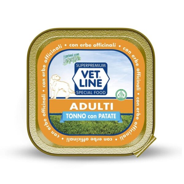 vet line umido tonno e patate per cani adulti monoproteico vetline