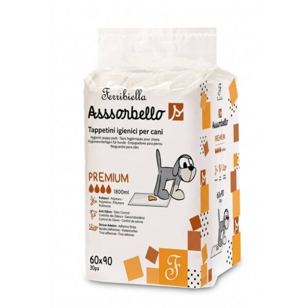ferribiella tappetini igienici premium per animali domestici 60 x 90 cm 30 pz con strisce adesive