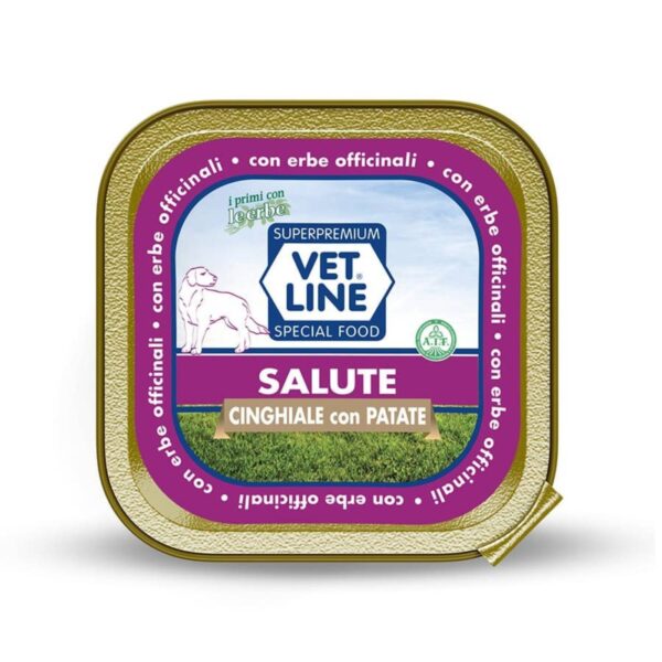 vet line salute cinghiale con patate alimento umido monoproteico per cani vetline