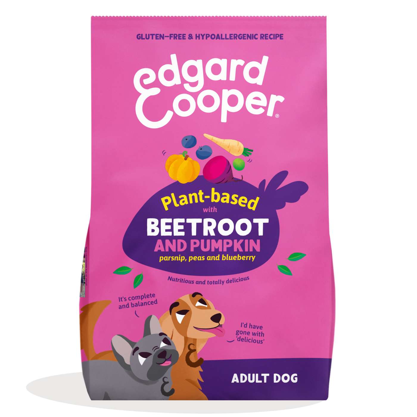 edgard & cooper crocchette vegetali barbabietola e zucca per cani adulti