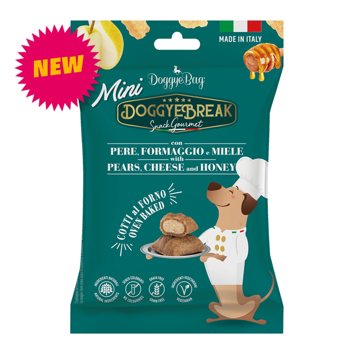 doggyebag mini doggyebreak snack per cani ripieni con pera formaggio e miele 60 g