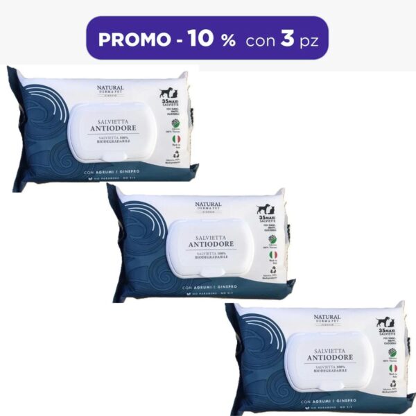 natural derma pet by derbe salviettine antiodore per cani gatti e cuccioli